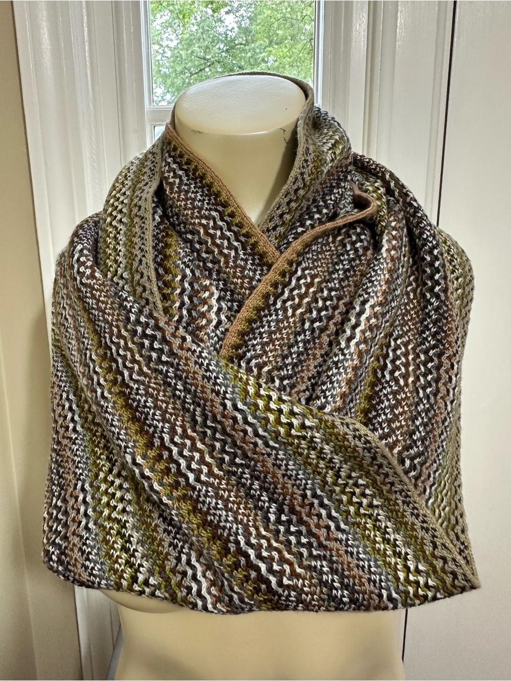 J. Jill Multicolor Knit Infinity Scarf Brown Green Cozy Loop Scarf